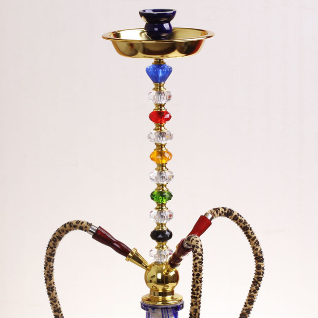 大号 阿拉伯水烟壶彩色琉璃彩虹壶 黑色三管